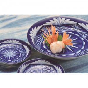 切子写し藍陶器・盛付皿1P|A22-163036