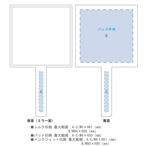 スクエアハンドミラー：ブラックの商品画像3枚目