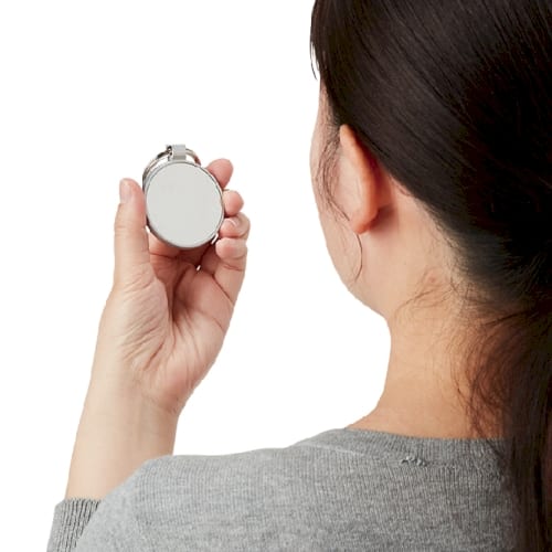 ミラー付メタルキーホルダー　ラウンド：マットシルバーの商品画像2枚目