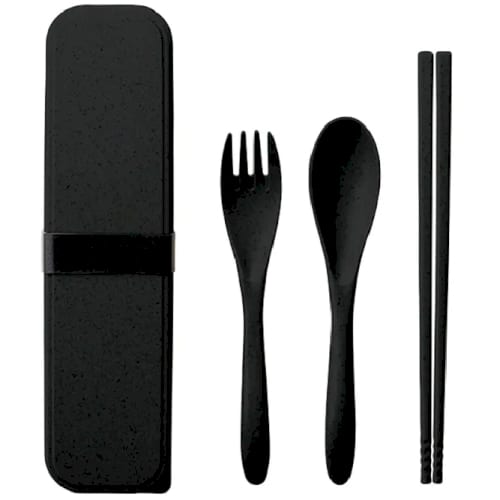 カトラリーセット　バンブーファイバー入タイプ(3点)：ブラックの商品画像2枚目