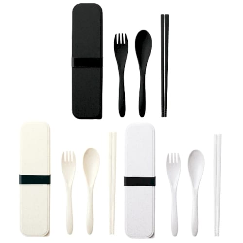 カトラリーセット　バンブーファイバー入タイプ(3点)：ブラックの商品画像4枚目