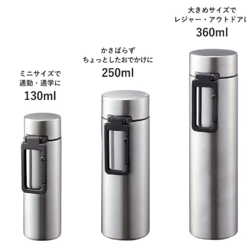 【アウトレット】MOTTERU　カラビナハンドルサーモボトル250ml：ホワイトの商品画像7枚目