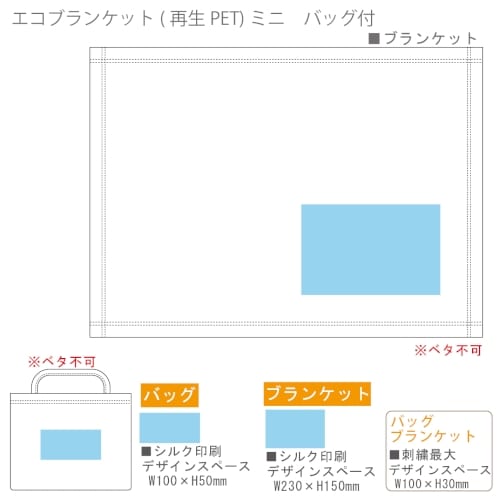 【アウトレット】エコブランケット(再生PET)　ミニ　バッグ付：ベビーブルーの商品画像3枚目