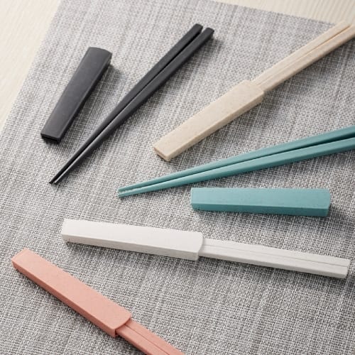 【アウトレット】箸キャップ付箸(バンブーファイバー入タイプ)：スモークピンクの商品画像2枚目