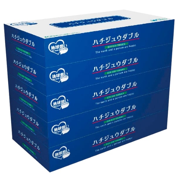 ハチジュウダブルBOXティッシュ80W5個組【バラエティティッシュ・販促品】の商品画像2枚目
