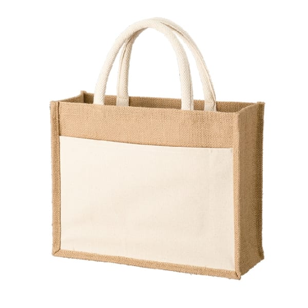 ジュート&キャンバスポケットトート(M)：ナチュラルの商品画像2枚目