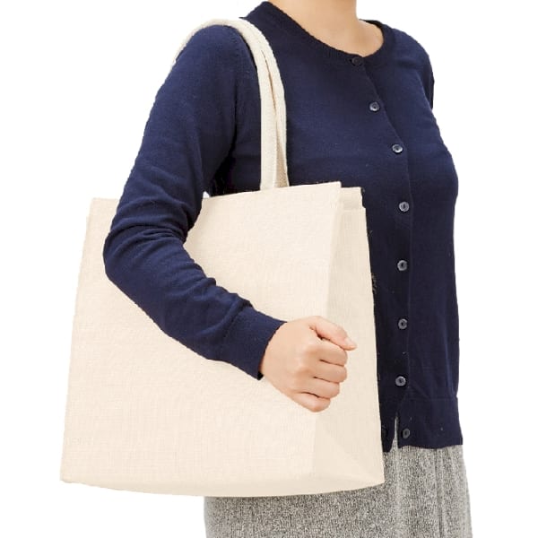 ジュートスクエア保冷トート(M)：ナチュラルホワイトの商品画像2枚目