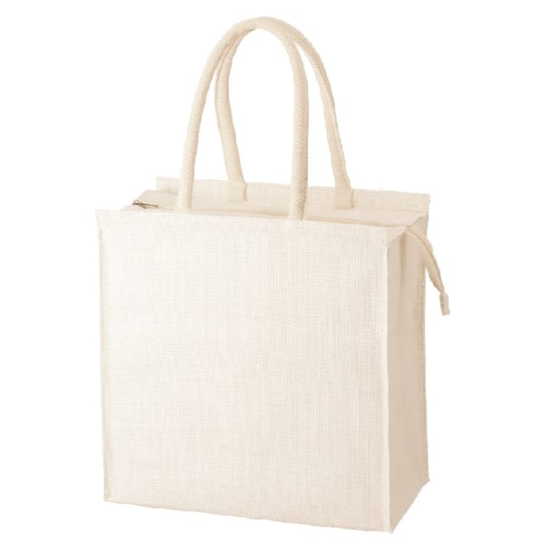 ジュートスクエア保冷トート(M)：ナチュラルホワイトの商品画像4枚目