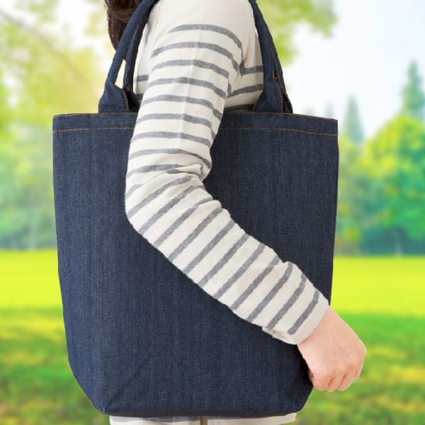 【アウトレット】デニムライクパイプハンドルトート(M)：インディゴの商品画像2枚目