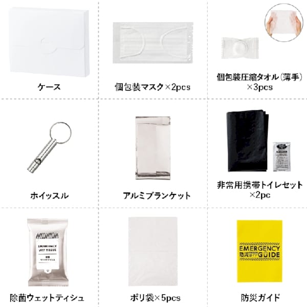 防災緊急9点セット　ケースタイプ：ホワイトの商品画像2枚目