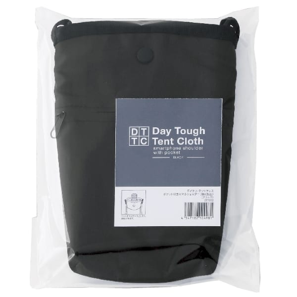 デイタフ・テントクロス　ポケット付きスマホショルダー(撥水加工)(ブラック)の商品画像2枚目