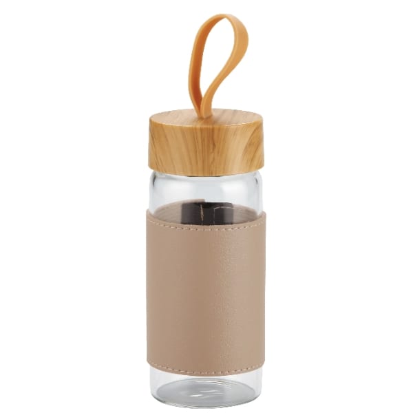 ウッドスタイル耐熱ガラスボトル(カバー付き)(グレージュ)の商品画像4枚目
