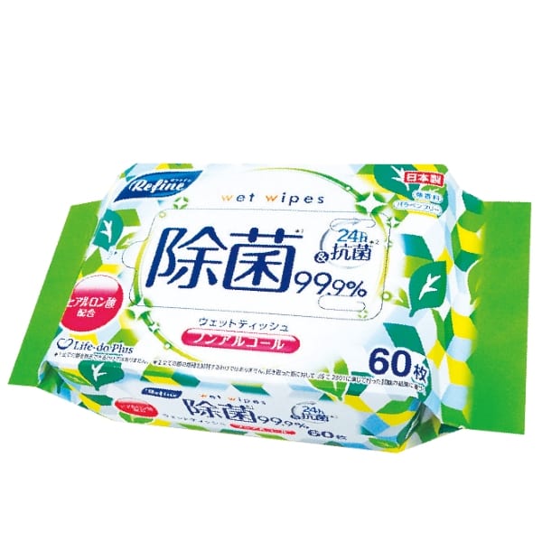 リファイン除菌ウェットティッシュ60枚入　ノンアルコール【暮らしの必需品・販促品】の商品画像2枚目