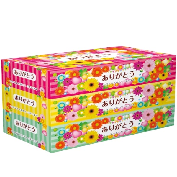 ありがとうBOXティッシュ150W3個組【バラエティティッシュ・販促品】の商品画像2枚目