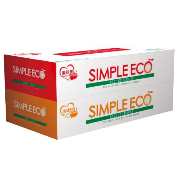 シンプルエコティッシュ100W2個組【バラエティティッシュ・販促品】【暮らしの必需品・販促品】の商品画像2枚目