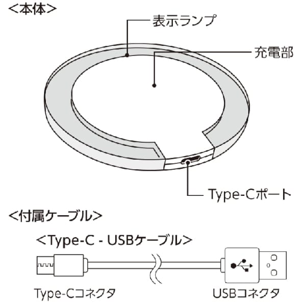 クリアワイヤレス充電器　ラウンド　5W：ホワイトの商品画像2枚目
