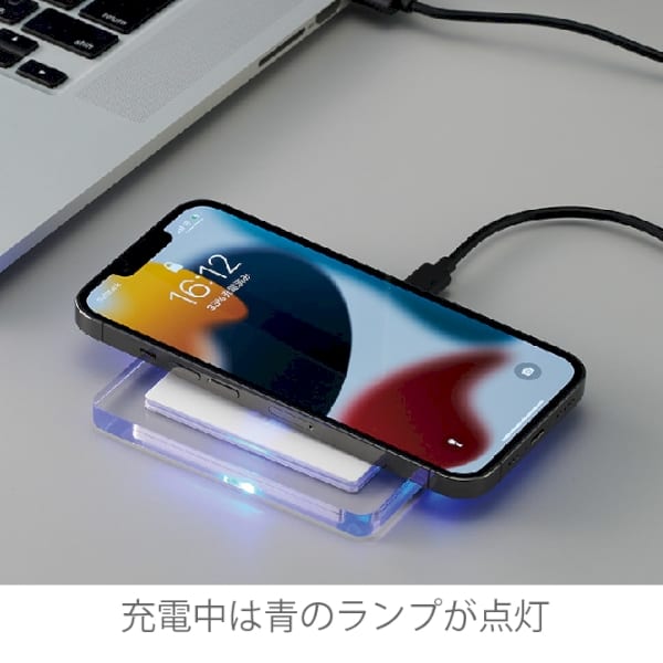【アウトレット】クリアワイヤレス充電器　スクエア　5W：ブラックの商品画像4枚目