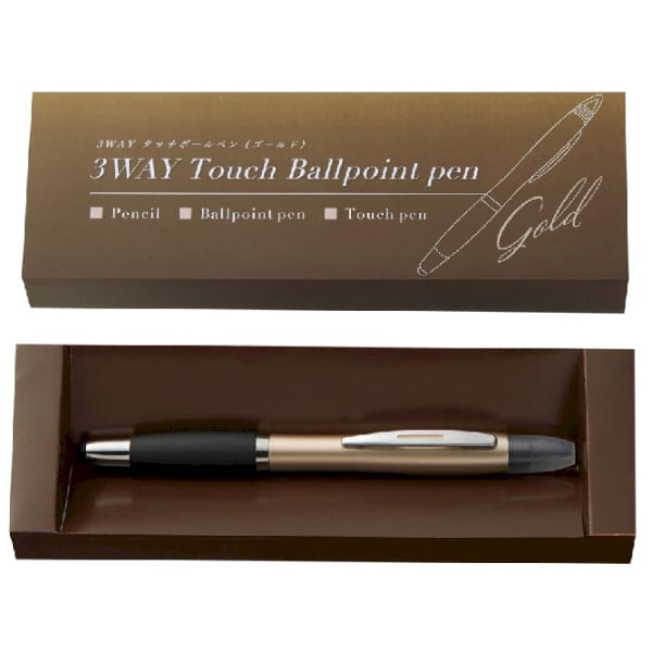3WAYタッチボールペン1本(ゴールド)【半永久鉛筆付・ステーショナリー・スマホ】の商品画像4枚目