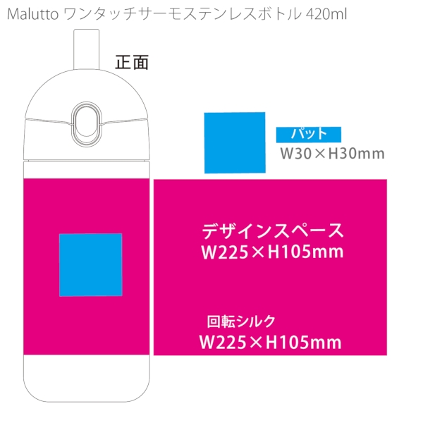【アウトレット】Maluttoワンタッチサーモステンレスボトル420ml：スモークブルーの商品画像3枚目