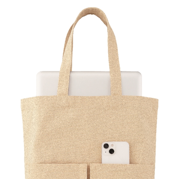 10オンス・厚生地2ポケットコットントート(マチ付)の商品画像2枚目