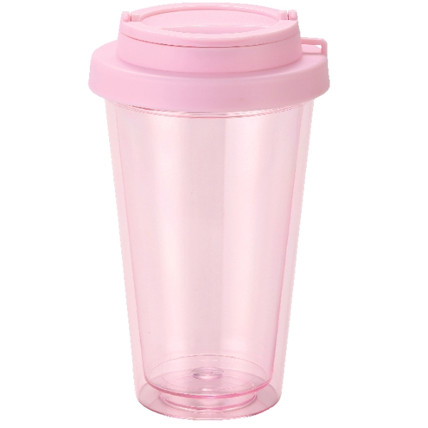 フラップ付き二重構造クリアタンブラー(ピンク)の商品画像5枚目