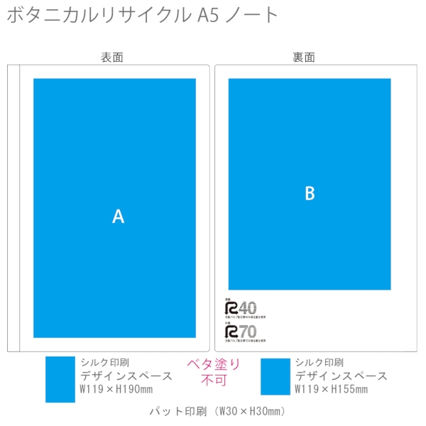 ボタニカルリサイクルA5ノート：ラベンダーブルーの商品画像3枚目