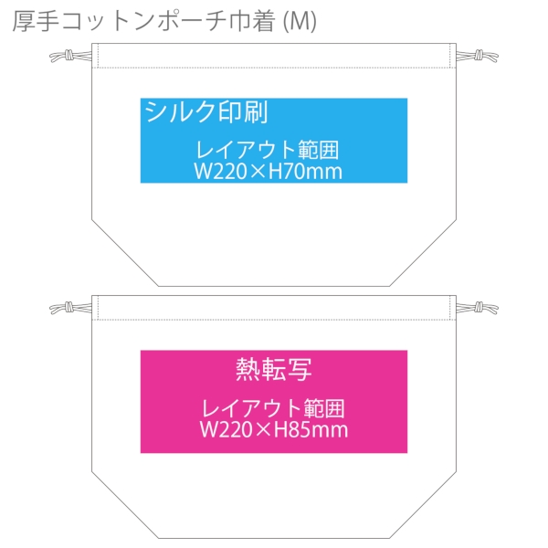 厚手コットンポーチ巾着(M)：ネイビーの商品画像3枚目