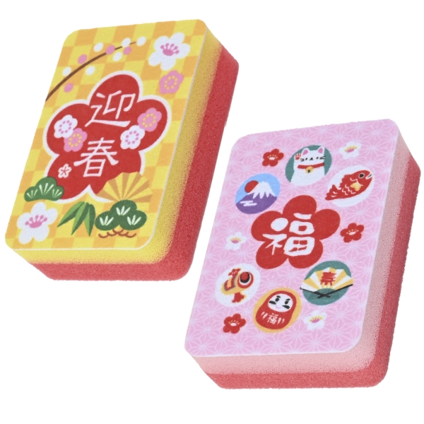 福々縁起柄・お正月キッチンスポンジ（1個入）：25B1931 【招福・縁起物】の商品画像3枚目