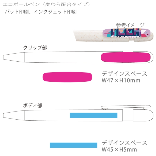 エコボールペン(麦わら配合タイプ)：ライトブルーの商品画像3枚目