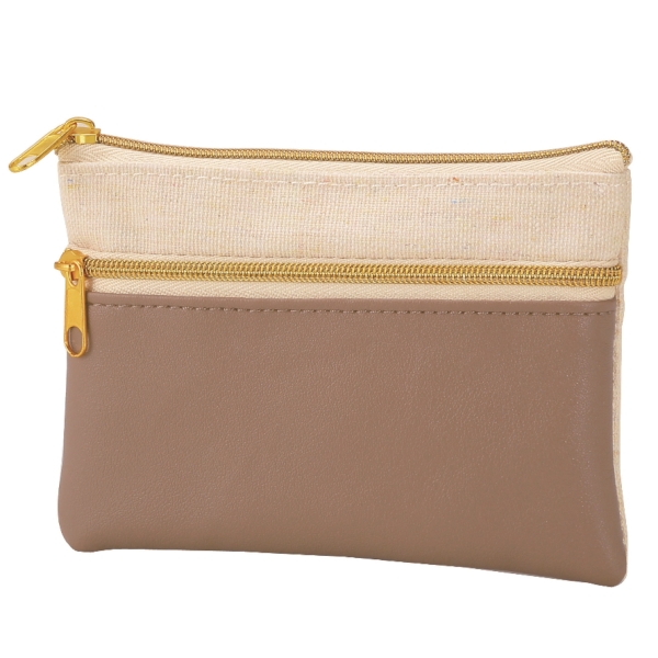 バイカラーズ・ダブルファスナーポーチ(モカベージュ)の商品画像5枚目