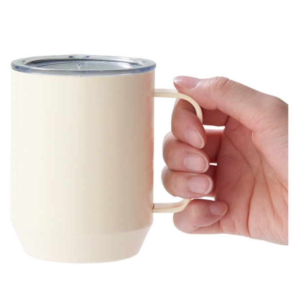 蓋付き真空ステンレスマグカップ400ml(オフホワイト)の商品画像2枚目