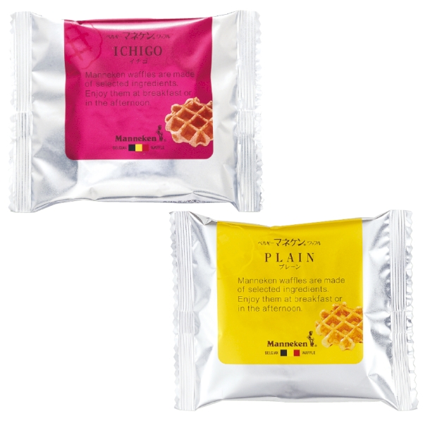 マネケン　ベルギーワッフル2個入(プレーン1・いちご1)【感謝・ノベルティ】の商品画像3枚目