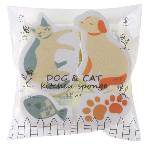 DOG&CATキッチンスポンジ4Pセットの商品画像2枚目