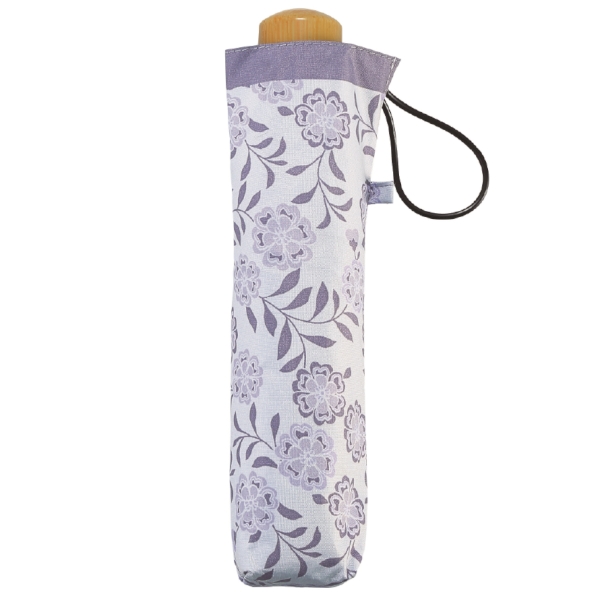 京都くろちく・晴雨兼用こんぱくと折傘(薄灰花usuzumibana)の商品画像2枚目