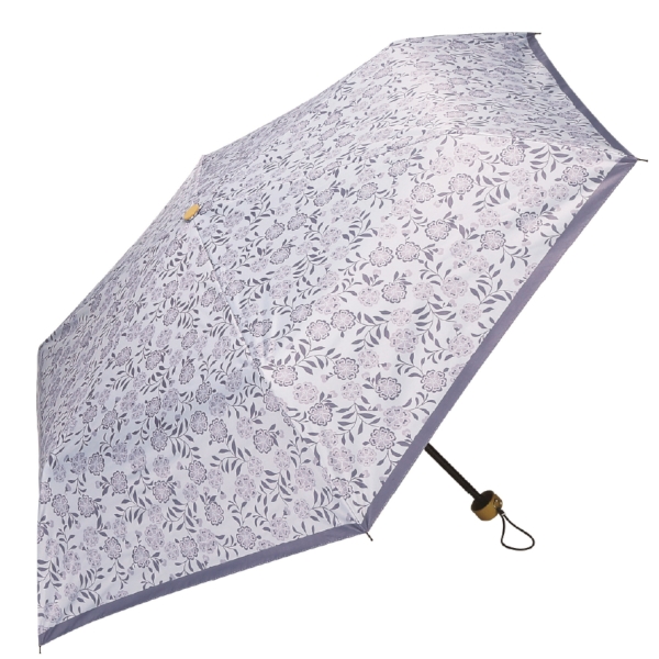 京都くろちく・晴雨兼用こんぱくと折傘(薄灰花usuzumibana)の商品画像3枚目