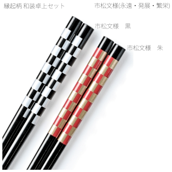 縁起柄　和装卓上セット　市松文様(永遠・発展・繁栄)【日本製】【箱入】の商品画像2枚目