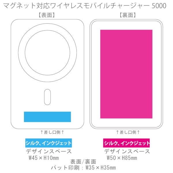 マグネット対応ワイヤレスモバイルチャージャー5000：ホワイトの商品画像3枚目