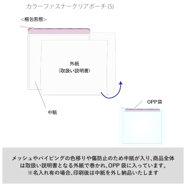 カラーファスナークリアポーチ(S)：ブラックの商品画像10枚目