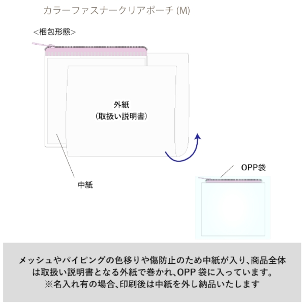 カラーファスナークリアポーチ(M)：パープルの商品画像10枚目