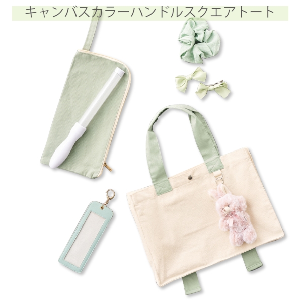 キャンバスカラーハンドルスクエアトート：スモークピンクの商品画像7枚目