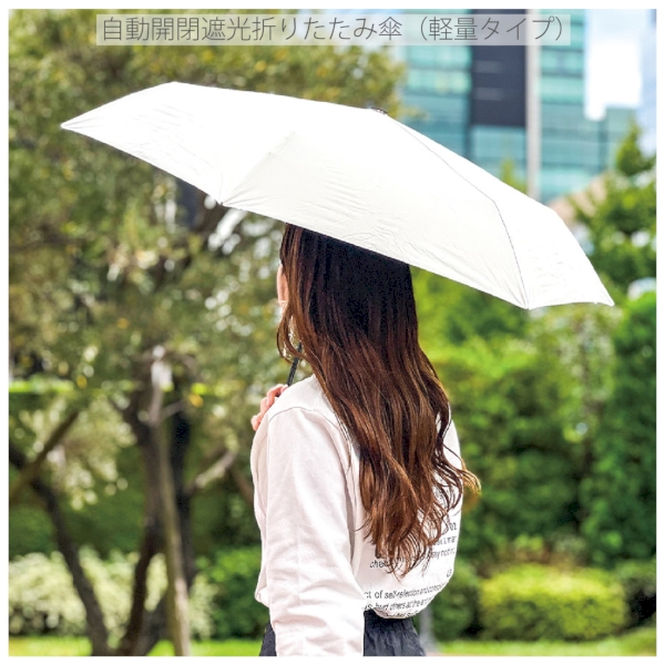 自動開閉遮光折りたたみ傘(軽量タイプ)：オフホワイトの商品画像6枚目