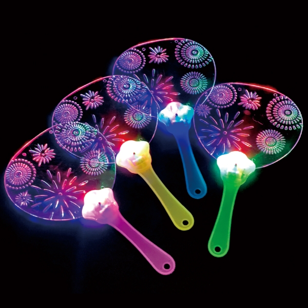 光るうちわ　花火柄の商品画像2枚目