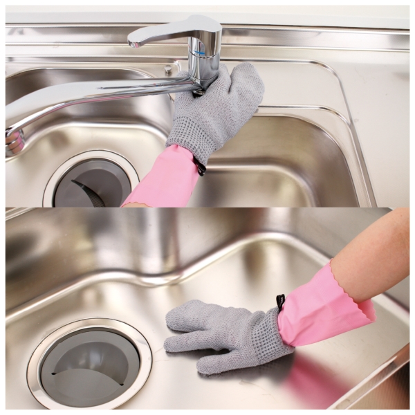 ビストロ先生和歌山生まれの手袋たわし　グレー【暮らしの必需品・販促品】の商品画像3枚目