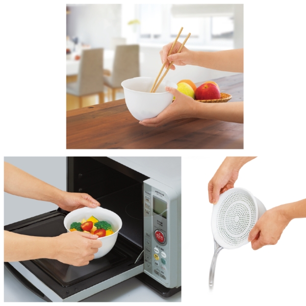 下ごしらえザル・ボールセットM　ホワイト【暮らしの必需品・販促品】の商品画像3枚目