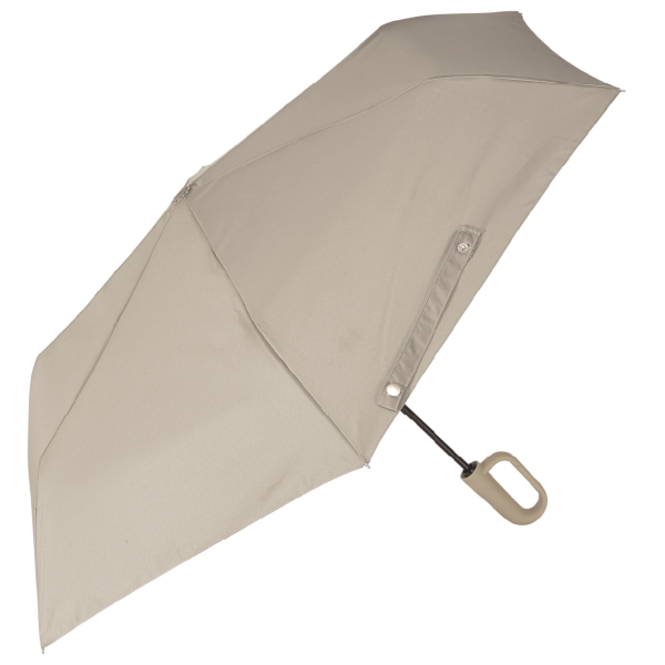 カラビナハンドル自動開閉耐風折りたたみ傘(ライトグレー)の商品画像3枚目