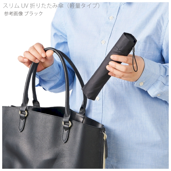 スリムUV折りたたみ傘(軽量タイプ)：ブラックの商品画像5枚目
