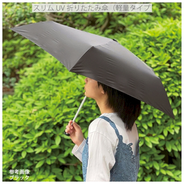スリムUV折りたたみ傘(軽量タイプ)：スモークピンクの商品画像2枚目