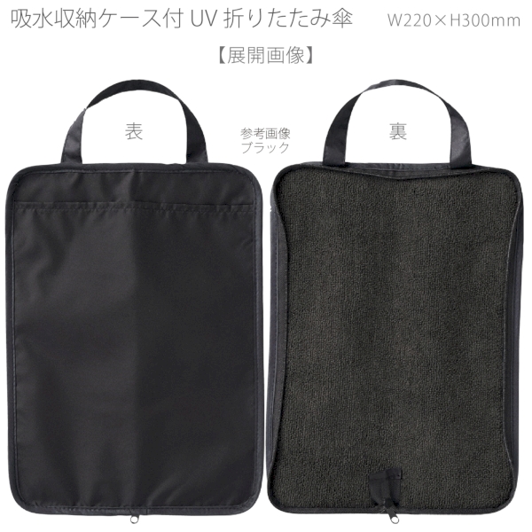 吸水収納ケース付UV折りたたみ傘：ネイビーの商品画像4枚目