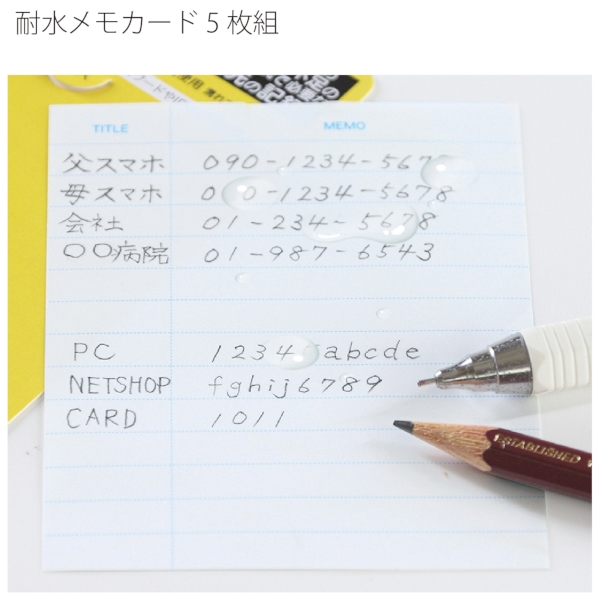 耐水メモカード5枚組の商品画像2枚目