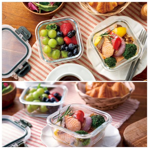 蓋付き耐熱ガラス保存容器2個組の商品画像3枚目